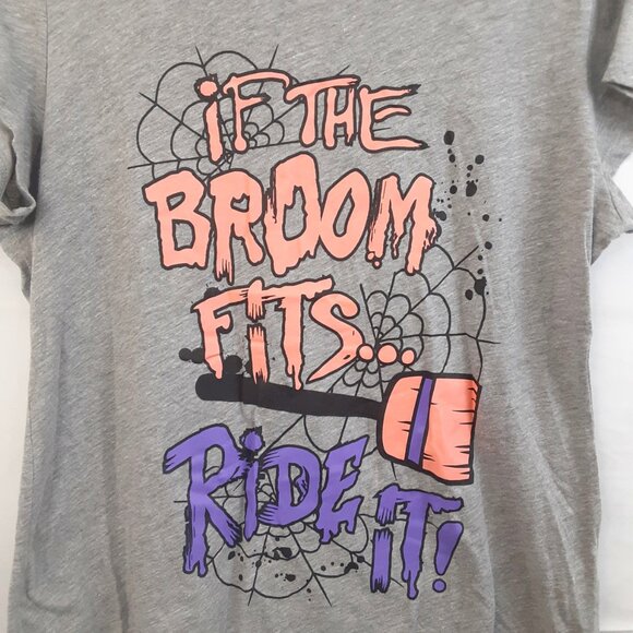 Wound Up Girls XXL Top If the Broom Fits Ride It Halloween Short Sleeve Pullover - Picture 2 of 6